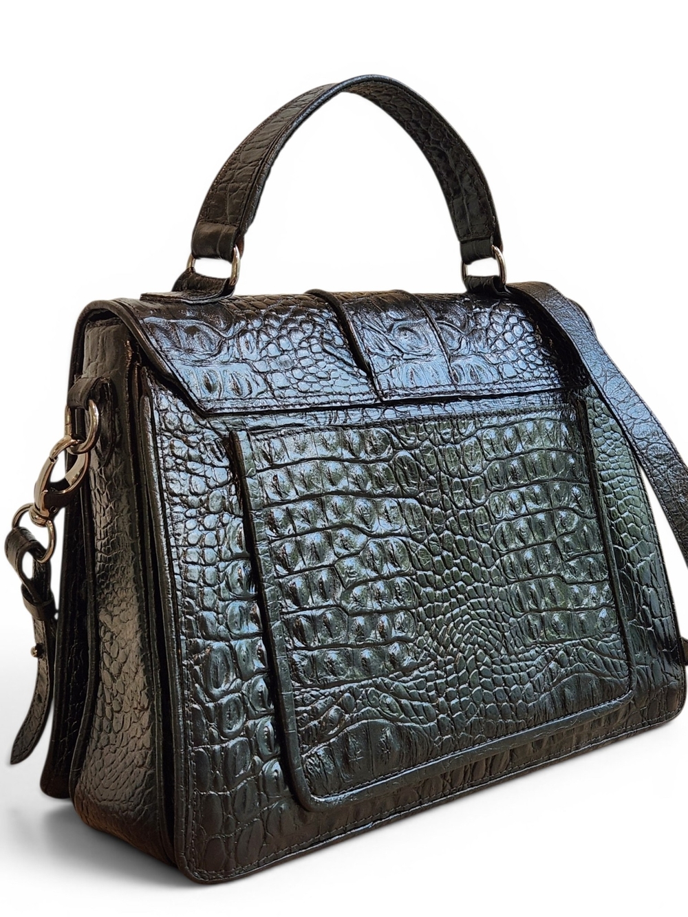 RARE SAAVA Black Crocodile Leather Handmade Custom Order Bag - Picture 4 of 15